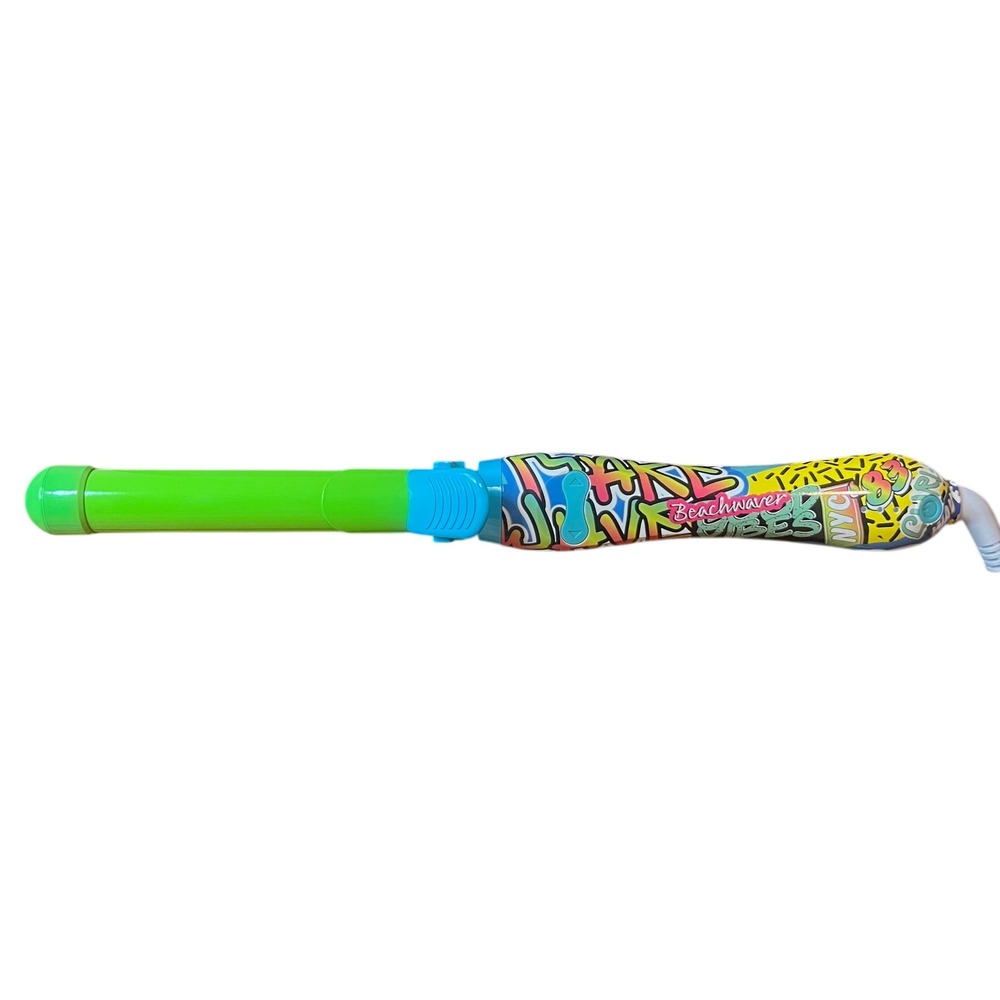 Beachwaver Rotating Curling Iron Graffiti Print Make Waves NYC Neon Green